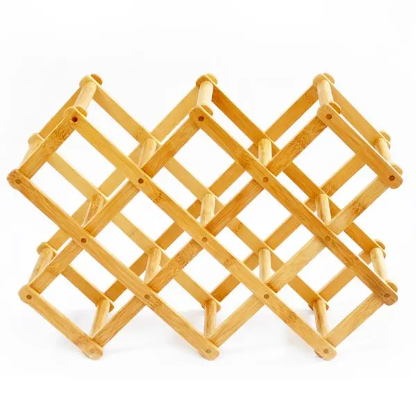 
natual color foldable bamboo wooden wine rack 