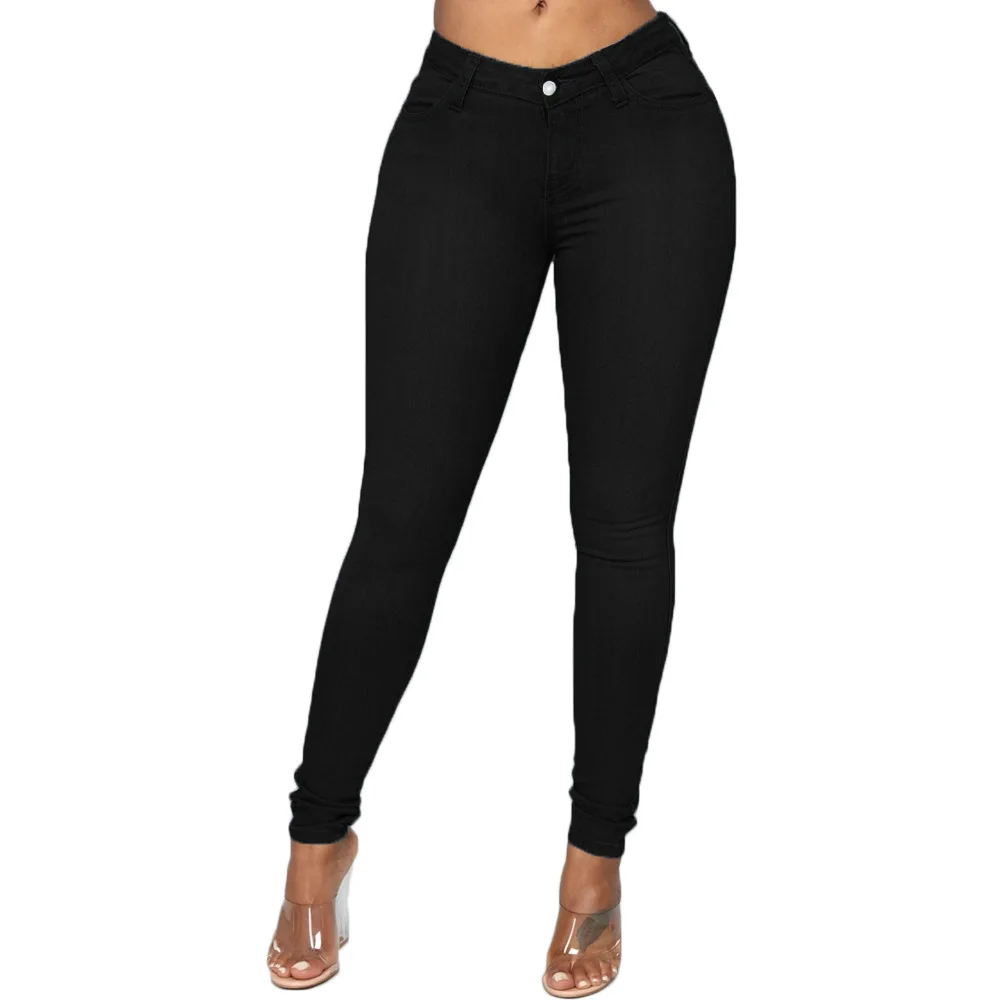 Women Pants Casual Denim Ladies High Waisted Trousers Plus Size