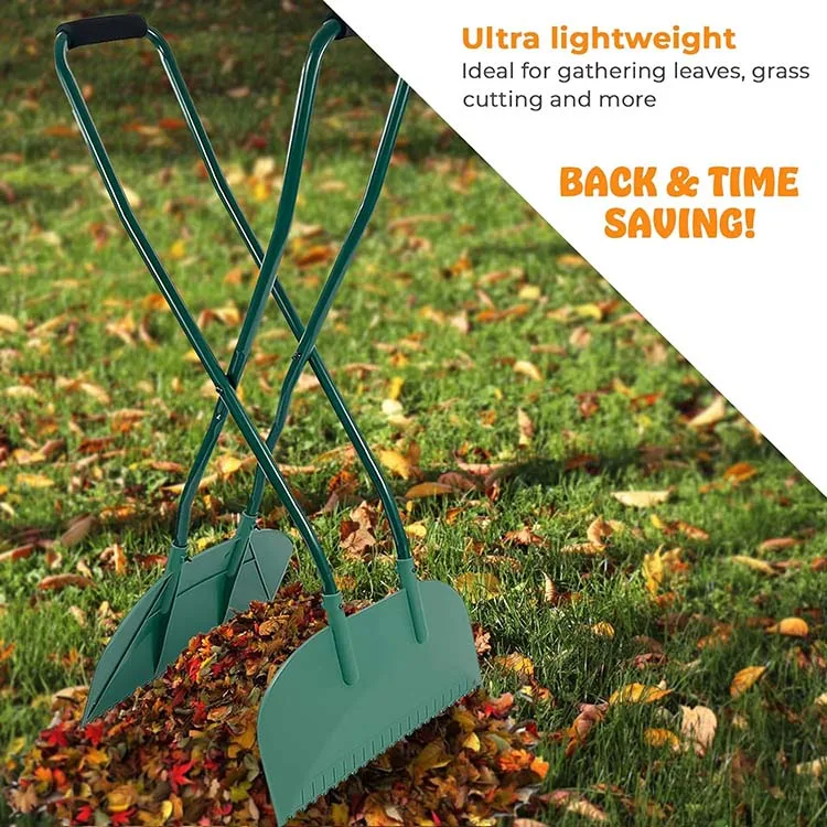 Green Long Handled Leaf Grabber rake Heavy Duty Easy Pick Up Leaf Picker Garden Grabber for Gathering Leaves Grass Cuttings