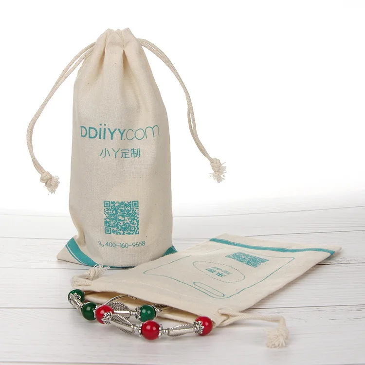 
White Linen Cotton Gift Bags Packing Jewelry Drawstring Pouch Cotton Organic Cotton Muslin Fabric Drawstring Bags 