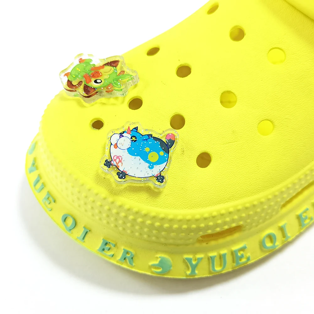 Custom made glitter acrylic crocs shoe charms clog charms with anime printed