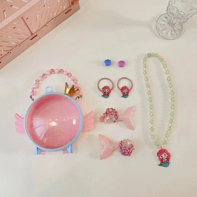 Hot Sale Little Girls Jewelry Set Kids Play Rings Necklaces Bracelets for Toddler Girl