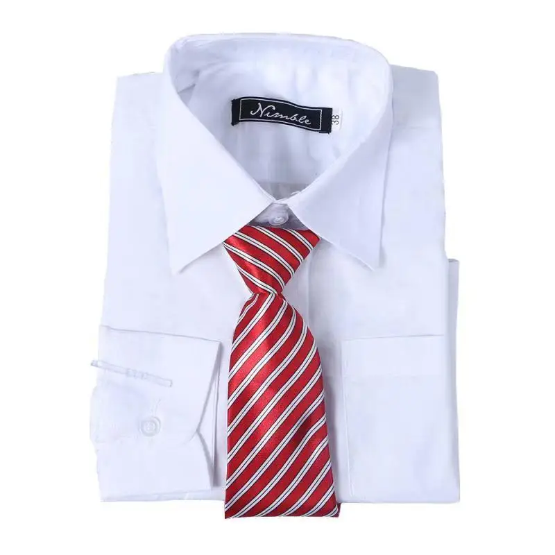 Оптовая продажа рубашки с длинным рукавом для мальчиков однотонная белая рубашка подходящий костюм детская официальная