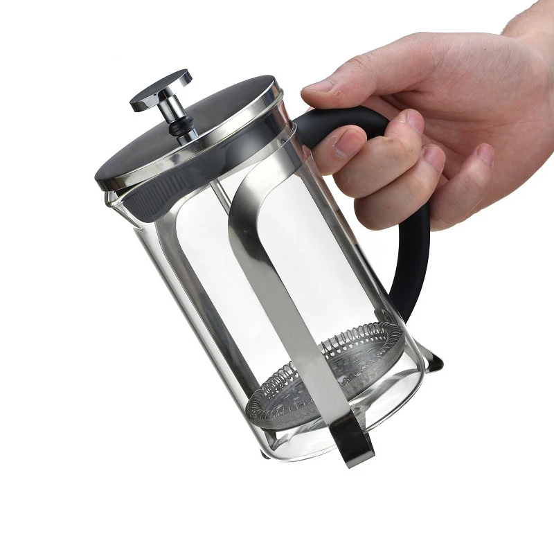 Маленькие современные персонализированные поршневые фильтры 1 литр двойные стены боросиликатное стекло розовое золото чайник для чая Кофеварка французский пресс