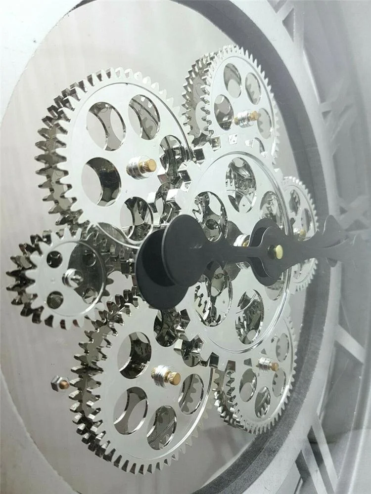 
21.5 inch patent Oversized Large Skeleton metal Industrial Antique Shabby Chic style plastic moving rotating gear wall clock 