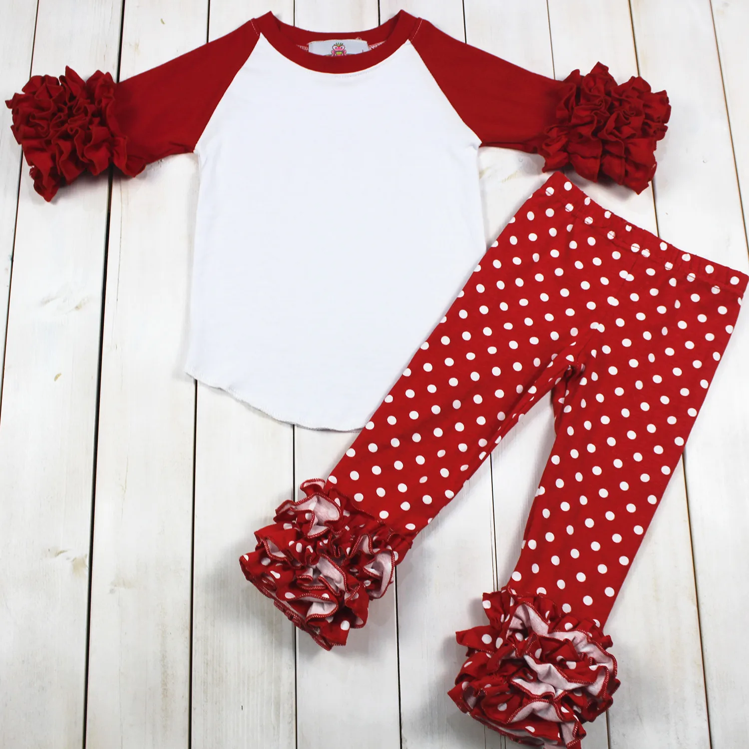 Christmas clothes dot print boutique kids clothes set girls clothing