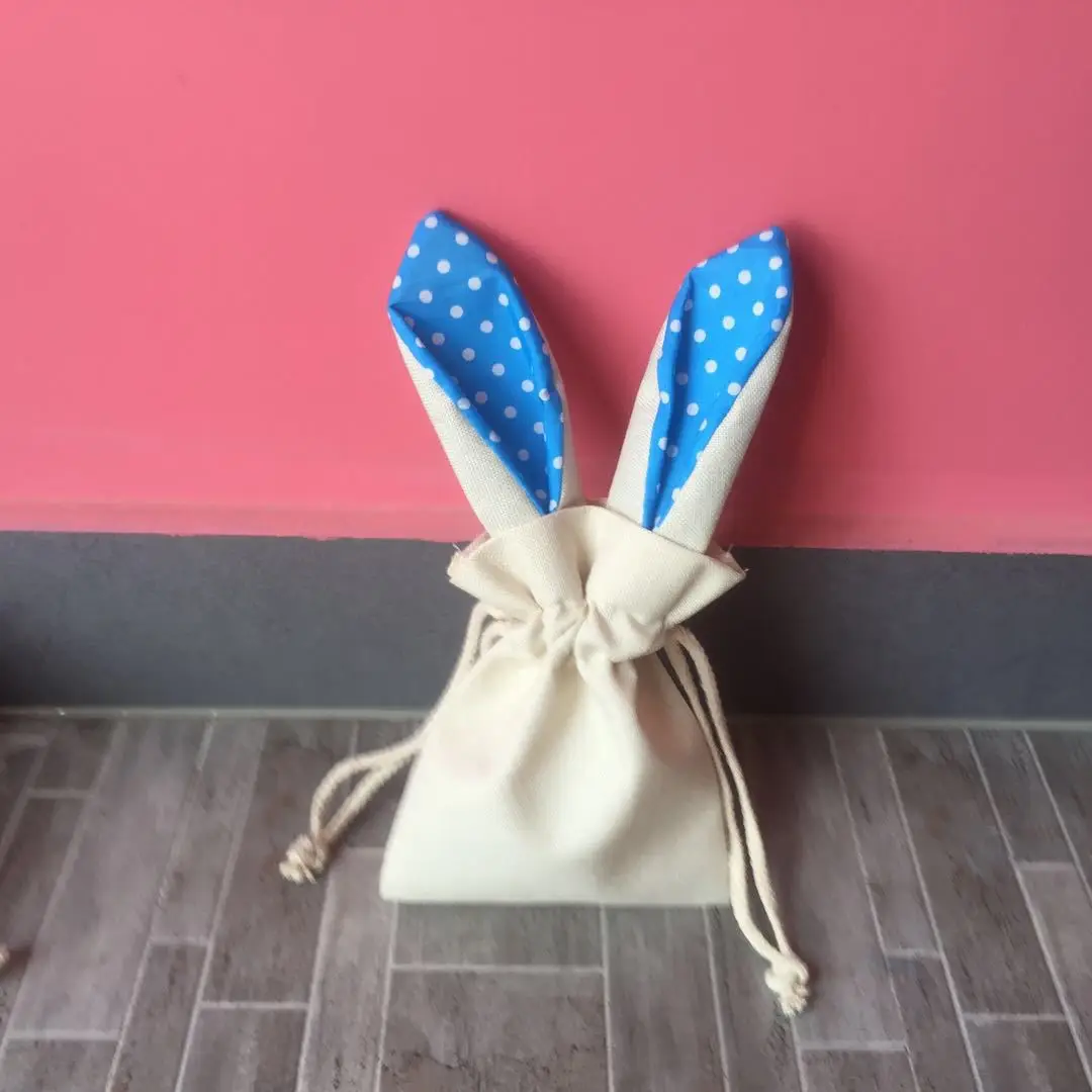 A-011 Sublimation Easter Bag Hot Sell Blank Easter Bunny Ear Drawstring Egg Candy Basket Party Decor Linen Kids Pendant Bucket