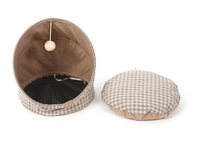 Pet Bed for Cats with Removable Cushion Fabric Portable Cave Nest for Small Pets