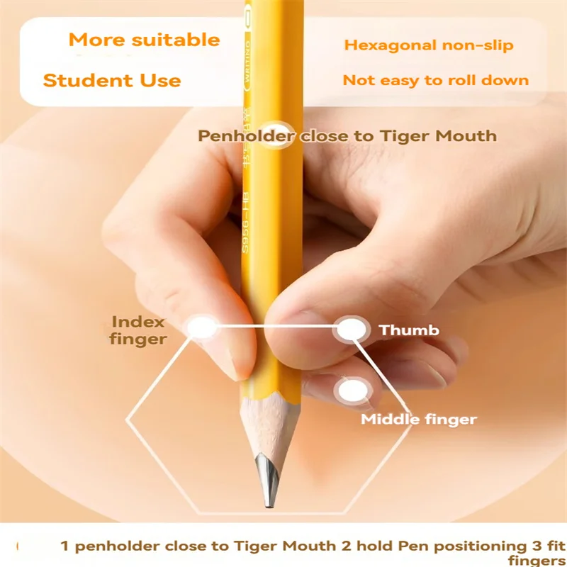 Deli S956 ordinary pencil student special water-based paint 2 than writing correction grip posture HB learning pencil 12
