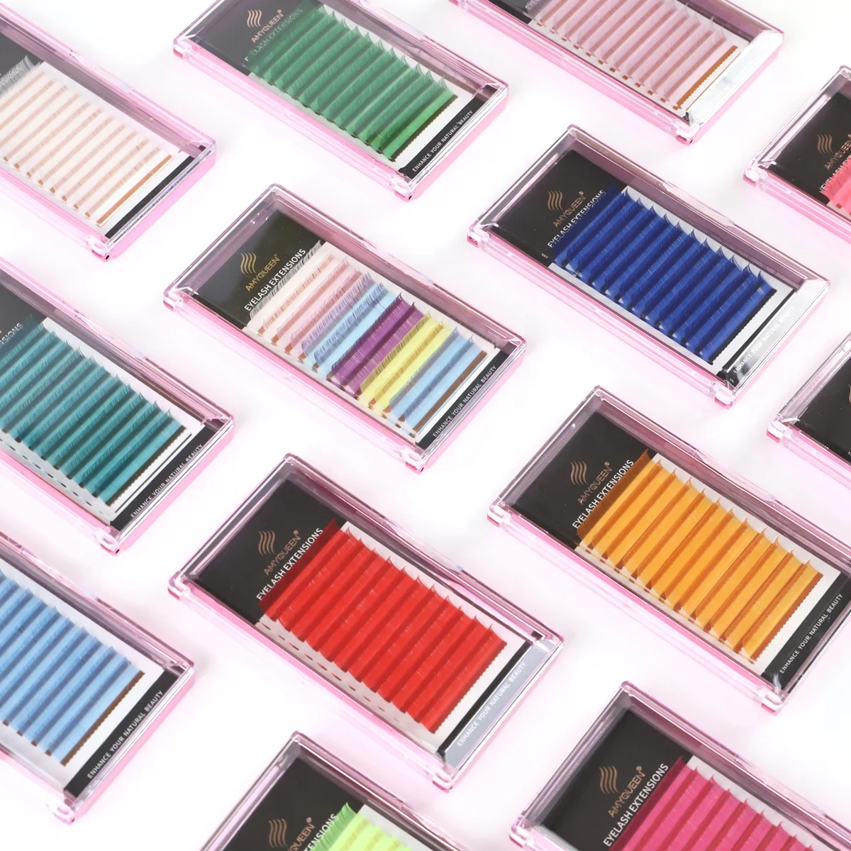 Factory outlet color lash extension mix length mix color length with custom package wholesale colorful eyelash extension
