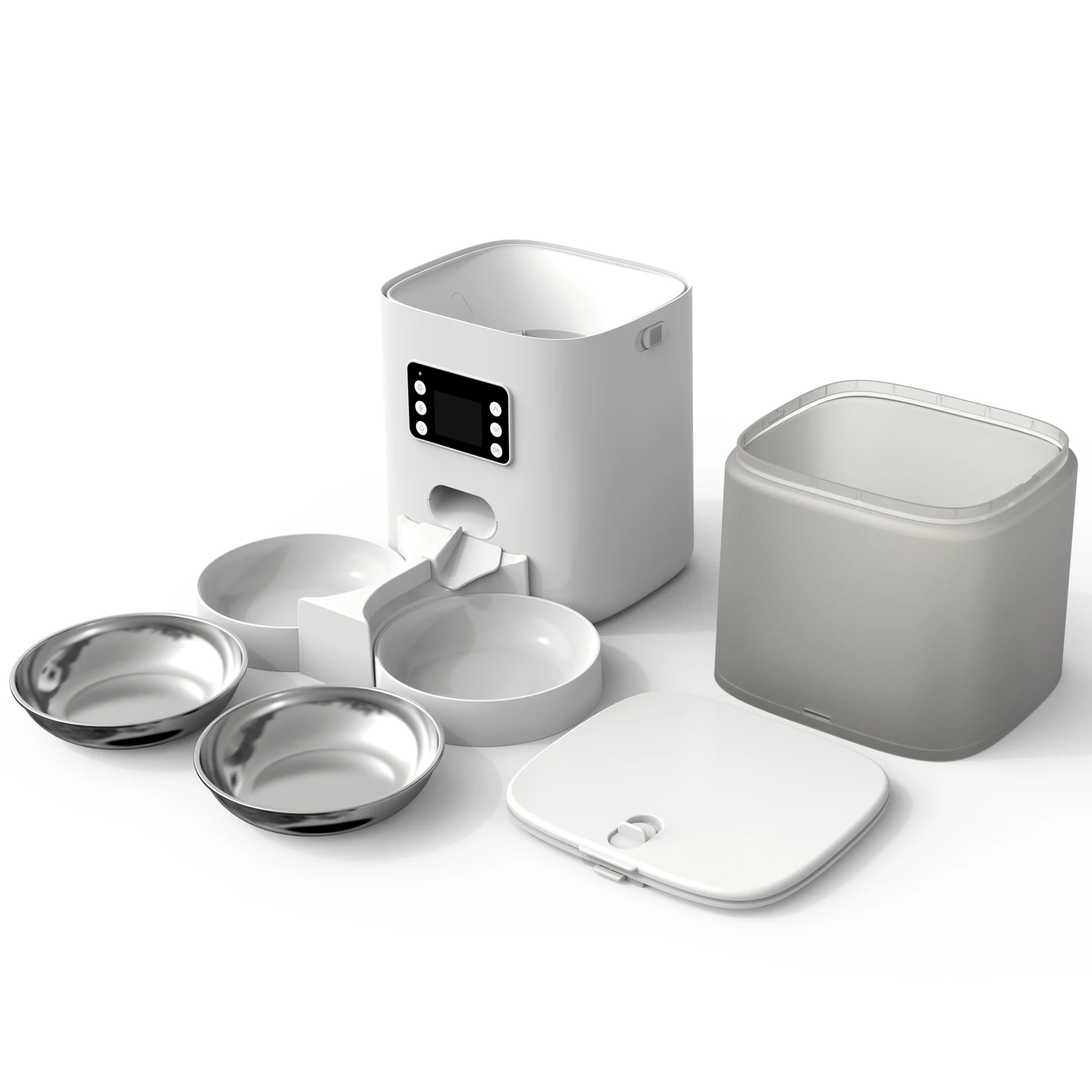 iPetDog 6L Automatic Pet Food Dispenser for Small Animals 10s Voice Recorder Timed two Stainless Steel Bowl for 2 Cats