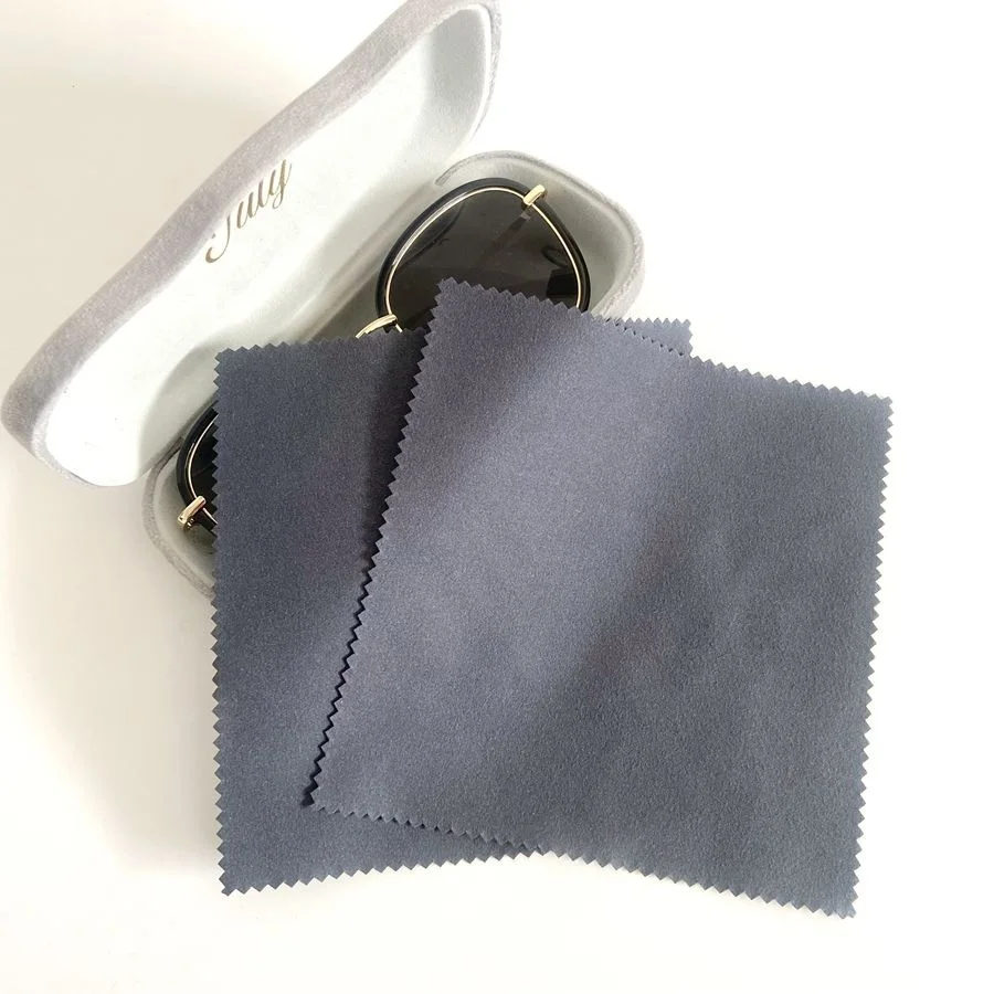 Custom logo print microfiber suede eyeglasses cleaning cloth
