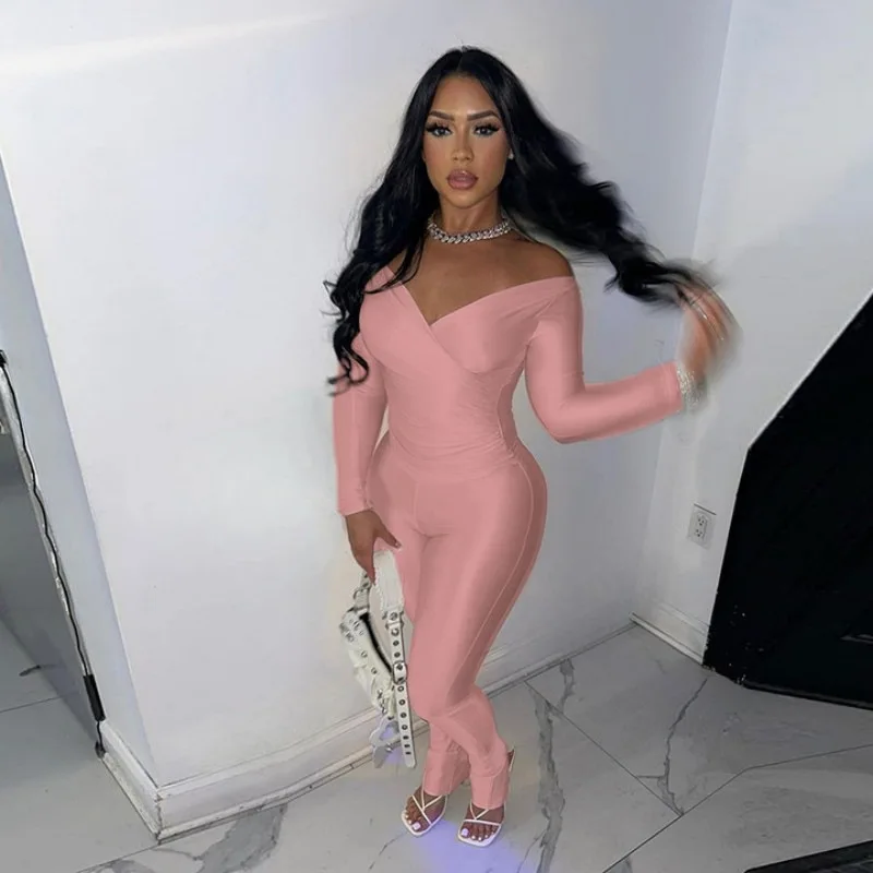 King Mcgreen Star V Neck Jumpsuits Sexy Sparkly Shinny Glitter Tight One Piece Bodysuit Romper Ladies Night Club Party Clothes