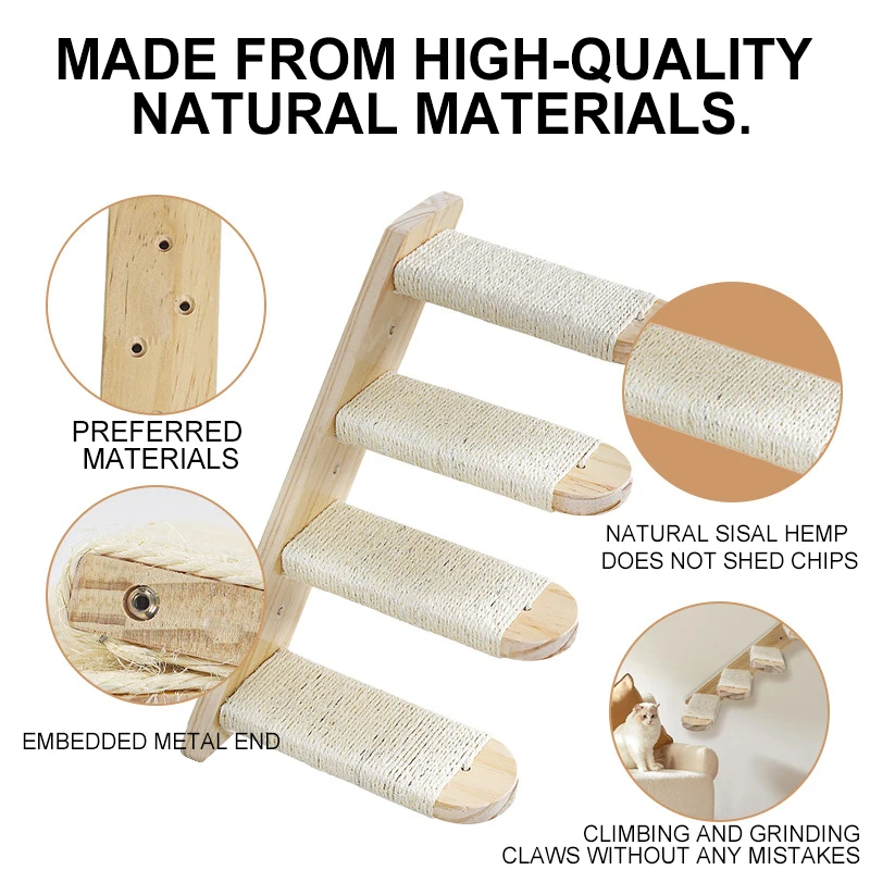 Wholesale Climbing Step Stairs Wall Mounted Cat Wall Furniture Four Steps Stair Cat Bed Cat Furniture