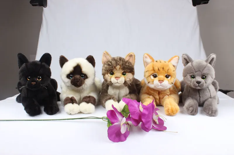 Stuffed Animals Handmade Realistic Black Cat Plush Companion Pet Gifts Organic Cotton Stuffed Toys For Baby