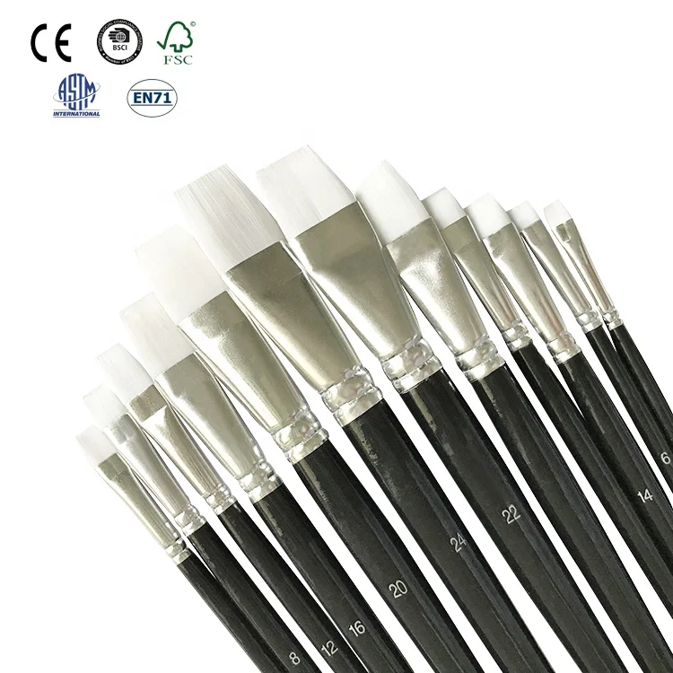 12pcs high quality professional artists kids nylon hair oil acrylic art painting brush set