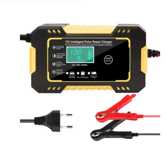 12V 6A Intelligent Car Motorcycle Battery Charger for Auto Moto Lead Acid AGM Gel VRLA Smart Charging 6A 12V Digital LCD Display