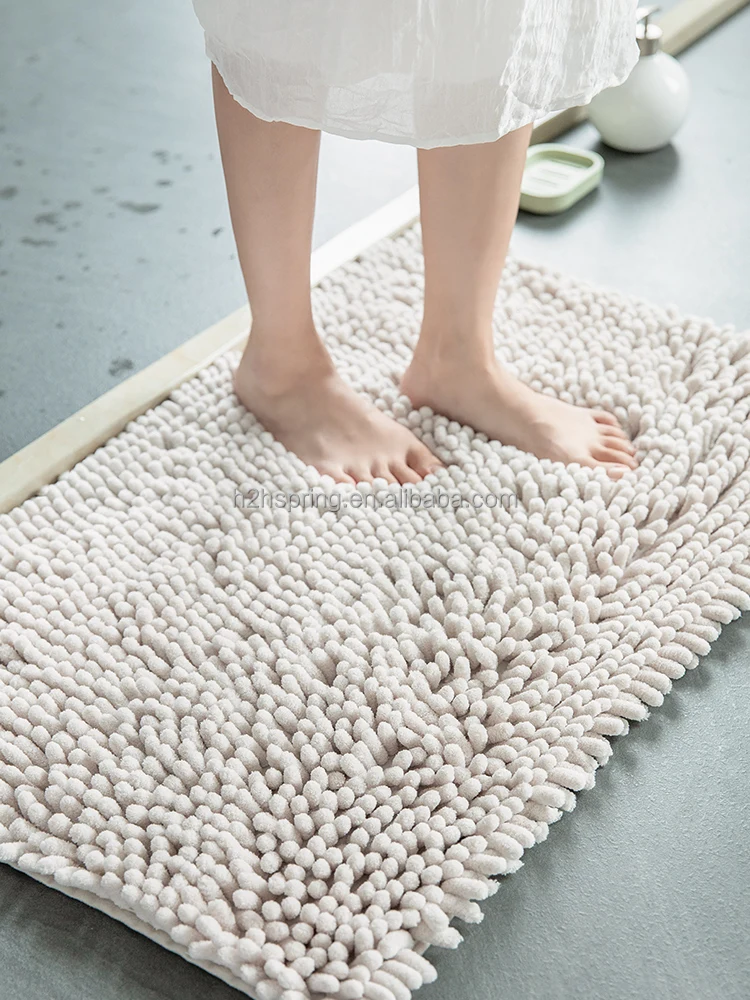 Luxury Chenille Bathroom Rug Mat Extra Soft And Absorbent Shaggy Bath Rugs Non Slip Chenille Bath Mats