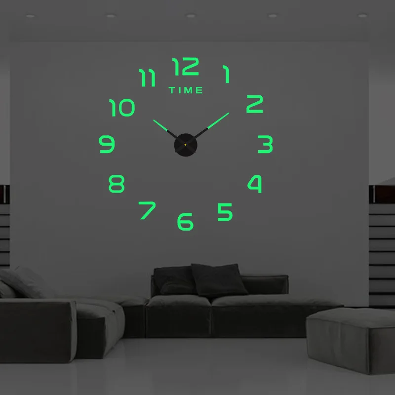 Новинка, современный дизайн, домашние декоративные настенные часы с наклейками, 3D безрамочные большие настенные часы «сделай сам»