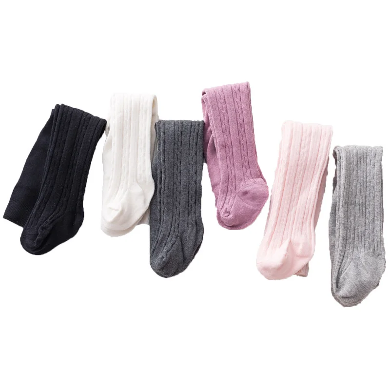 Toddler Little Girls Cotton Footed Thick Winter Cable Knit Legging Pantyhose Stocking Baby Tights Wholesale