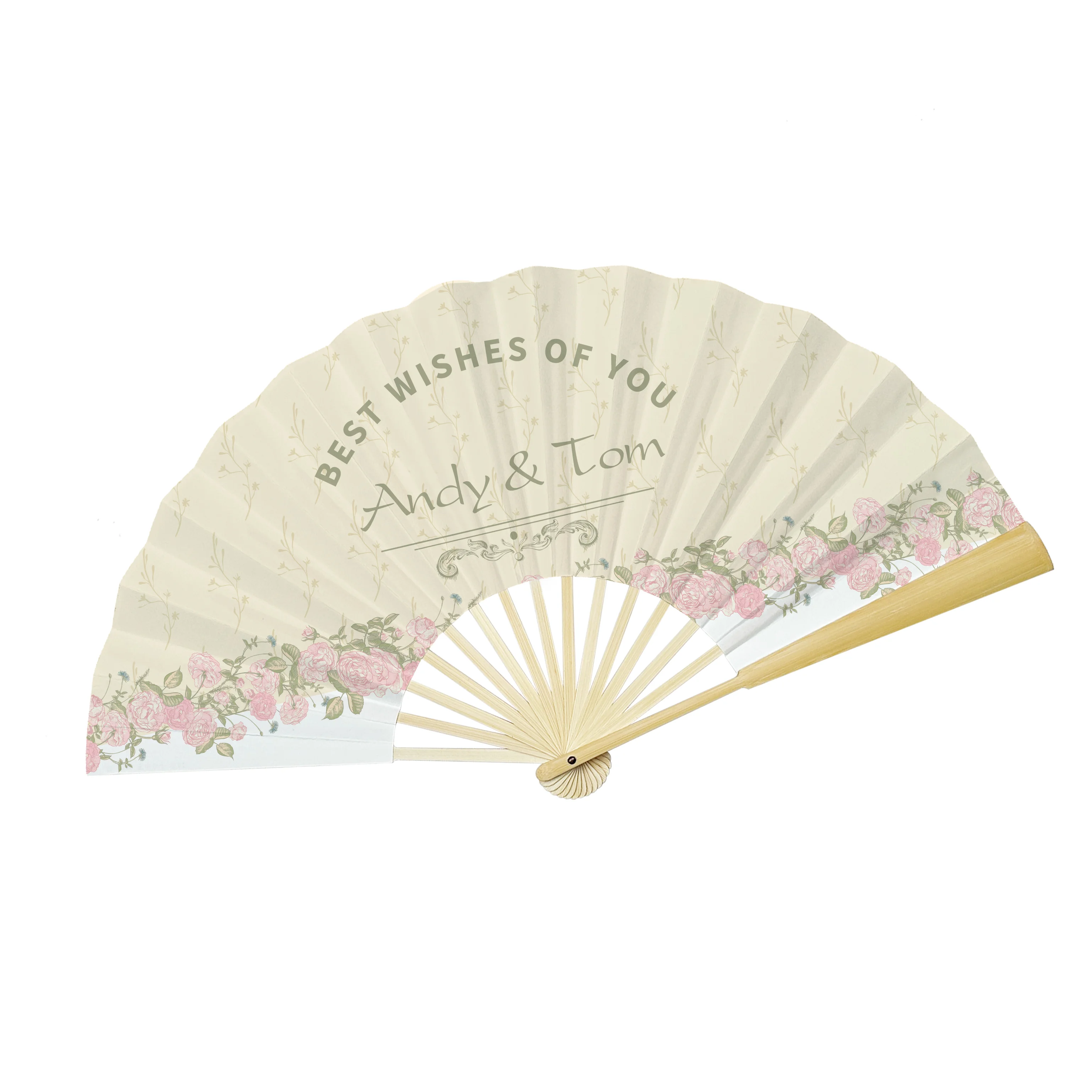 2023 new product promotional gift best price custom handheld bamboo fans for wedding