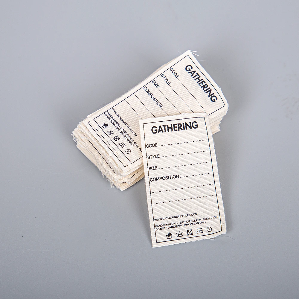 Recycled Shirt Tag cotton Clothing Label Printed Cotton Thread Sew-on Label Woven Fabric Labels