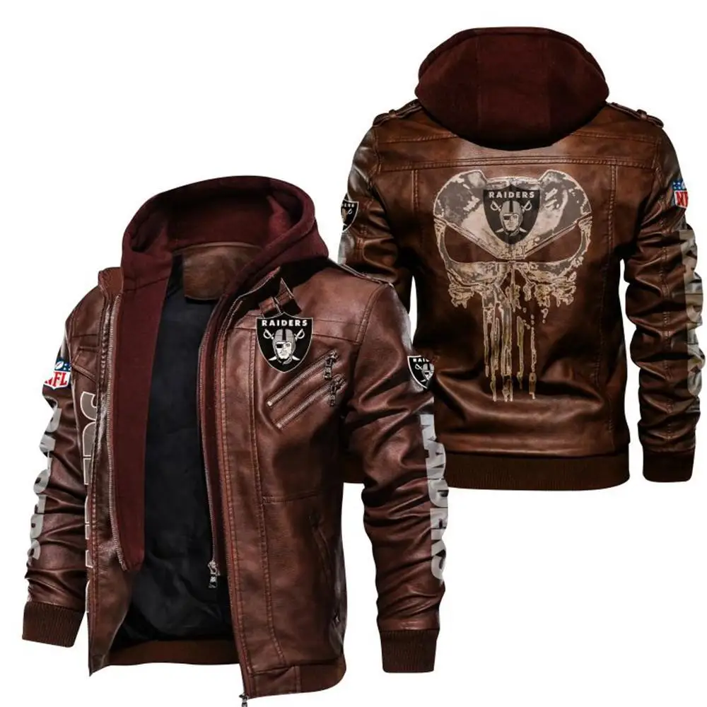 Wholesale Trademark Soccer American Football Teams Detachable Pullover Design PU Trendy Plus Size Leather Coat Men