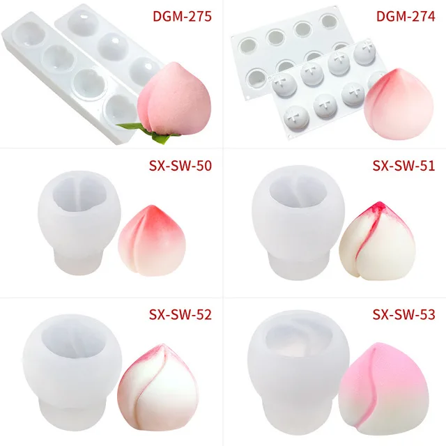 Peach ice cream silicone mold DIY family convenience store peach ice cream popsicle mold  3D peach  Candle moulds