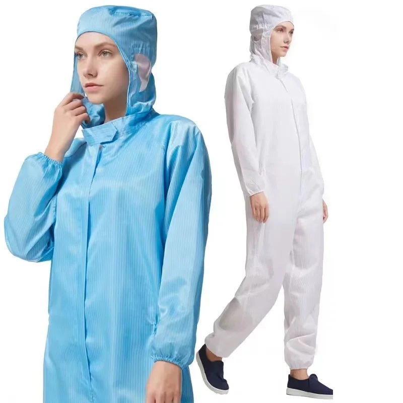 Blue Polyester fabric Cleanroom Coverall Antistatic Esd Suit Garments Sterile Electronic Yellow Lab Coats Working Clothes