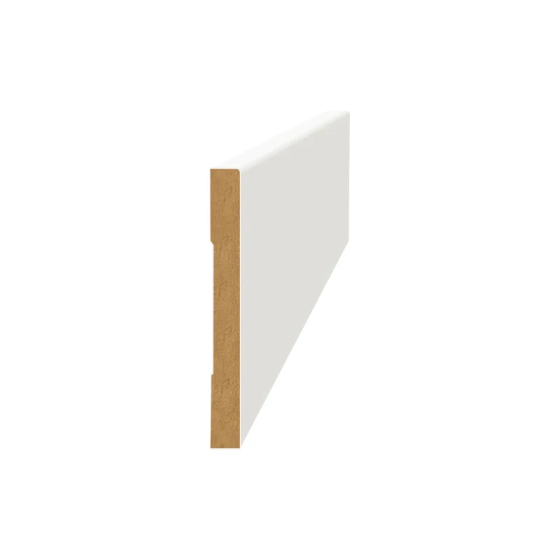 1/2 in. Thick x  4-1/2 in. Tall x 8 or 16 ft. Length Interior Flooring Trim White Primed MDF Baseboard