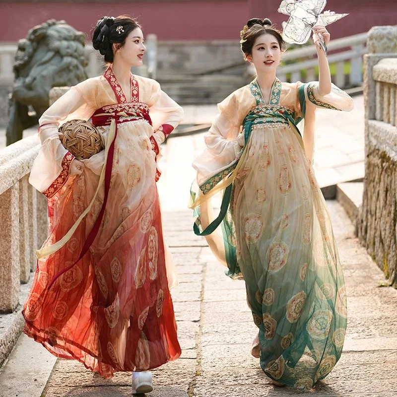 Солнечная плиссированная юбка Hanfu с большими рукавами традиционная китайская одежда