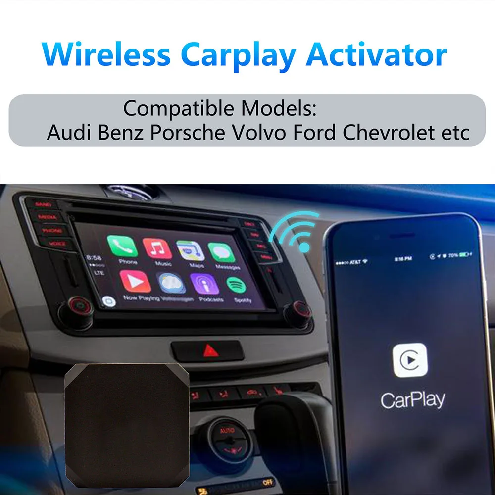  Беспроводной адаптер CarPlay для заводских проводных автомобилей совместимых с Audi Porsche Volvo Mercedes-Benz Volkswagen