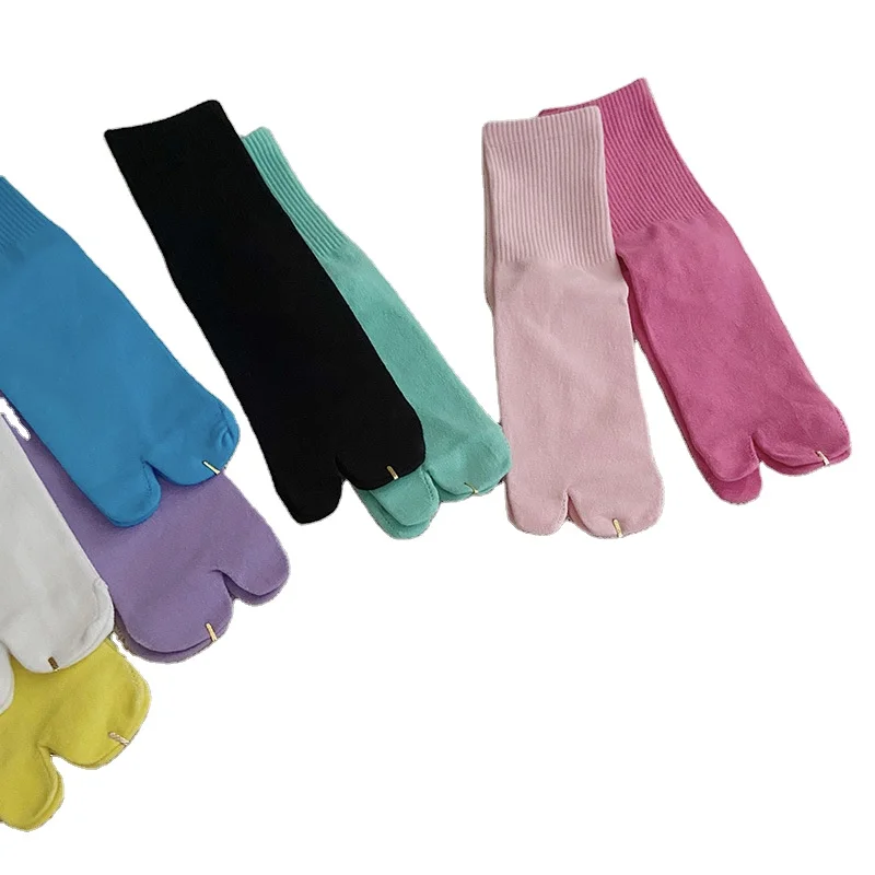 YUELI The spring and autumn period and the pure color two toe socks candy color stockings socks