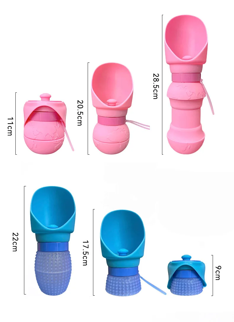 19oz Collapsible Silicone Dog Water Bottle Foldable for Outdoor Camping Travel Pet Supplies
