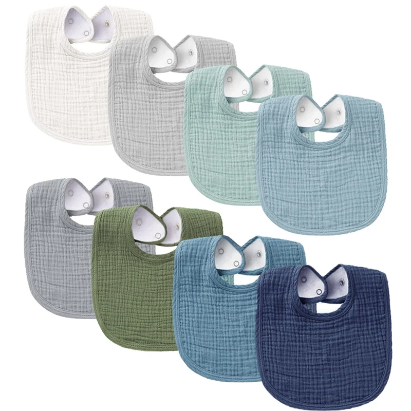 Customized high quality soft anti fouling double layer gauze cotton multi color handkerchief bib burp cloth baby bib