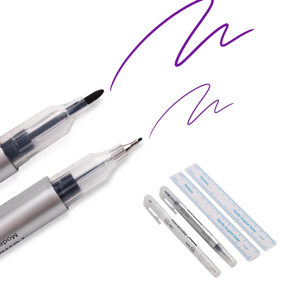 Tattoo Skin Marker Pen Tool Accessories Surgical Skin Marker for Eyebrow 0.5mm/1mm Fixed Point Pen with Ruler Set Tools