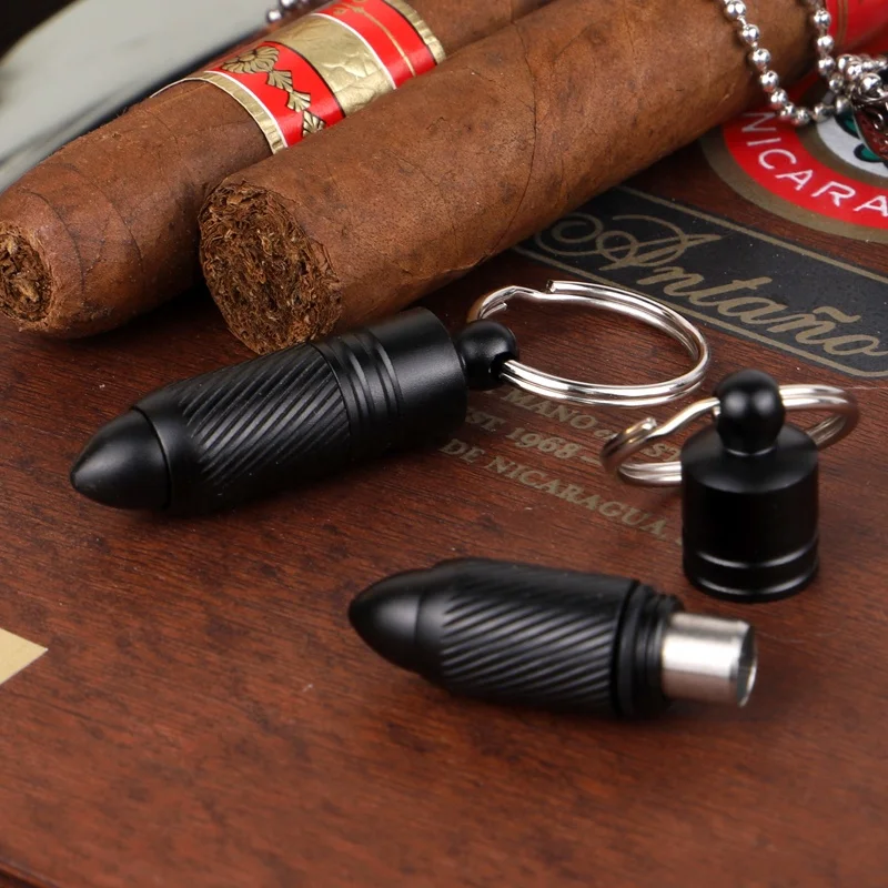 Aluminum  Blade Sharp Drill Cigar Hole Opener Cutter Cigar Punch Cutter With Key Chain
