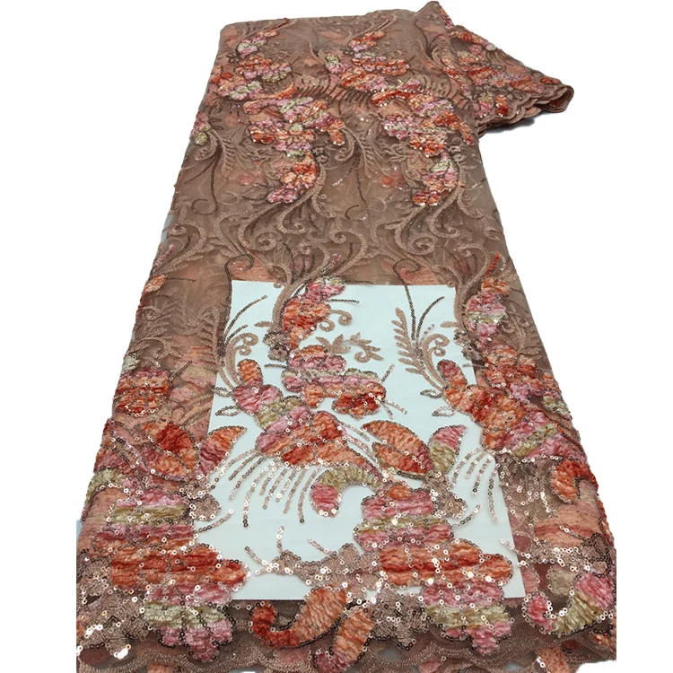 Sequin Embroidery Bridal Tulle Lace Fabrics Nigerian Cord Fabric African Swiss Voile Lace