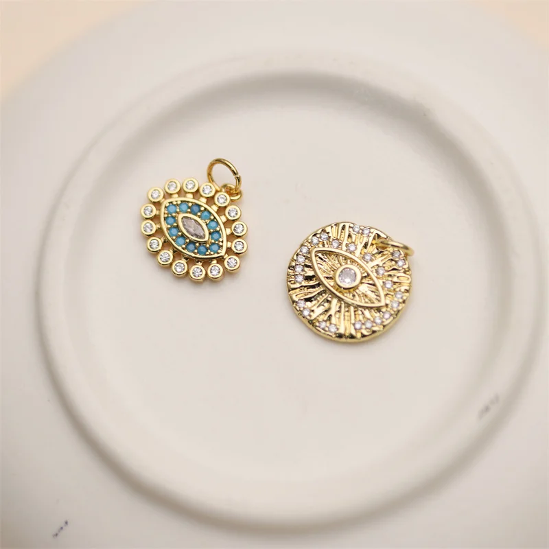 High Quality Nickel Free Anti Fading 18k Gold Plated Oval Eye Charms For Jewelry Necklace Making