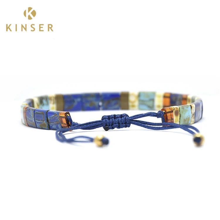 Оптовая продажа Boho в винтажном стиле ручной работы с Miyuki Tila бисером женские регулируемый браслет для