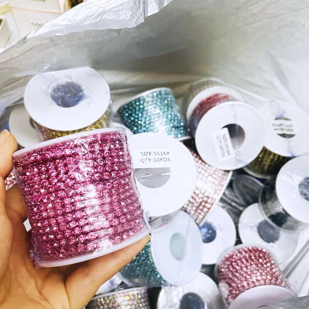 Wholesale SS10/2.7mm Factory Custom Crystal Close Cup Chain Trimming Claw Jewelry Claw Fringe Trim Rhinestone Body Chain