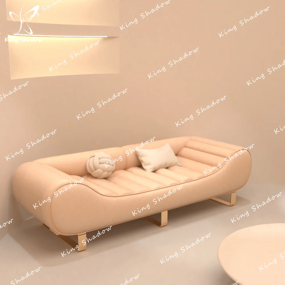 Modern Luxury Leather Cushion Salon Furniture Waiting Sofa Chairs / Sofa Bed European Style Home Furniture Living Room Sofa