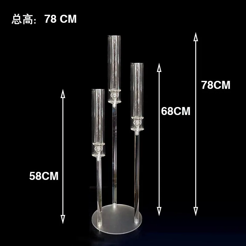 2023 New style 68cm tall Clear acrylic Candle Holders wedding centerpiece 5 arms candelabra for party  decoration