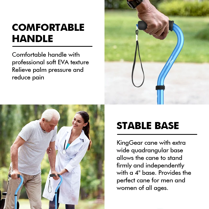RTS Single Bigger Base Folding Adjustable Aluminum Alloy Walking Stick Cane