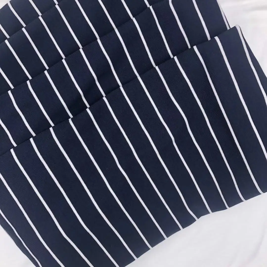 95%Combed Cotton 5%Spandex Yarn Dyed Stripe High Twist  Jersey fabric with Stretch