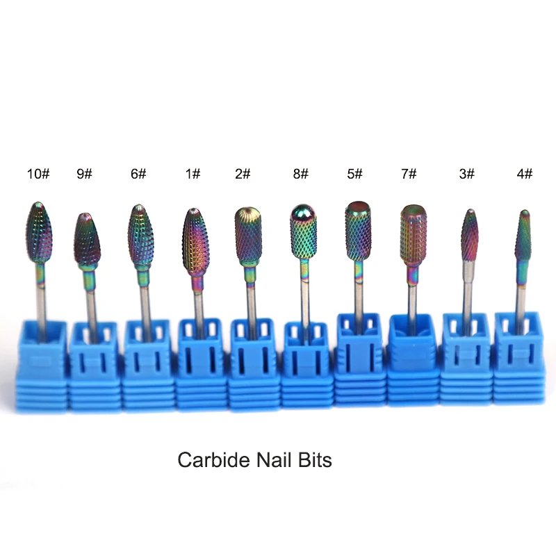 Rainbow Carbide Tungsten Nail Drill Bit Stainless Steel Manicure Cutters Cuticle Clean Milling Cutter Care Tools CO-CD002