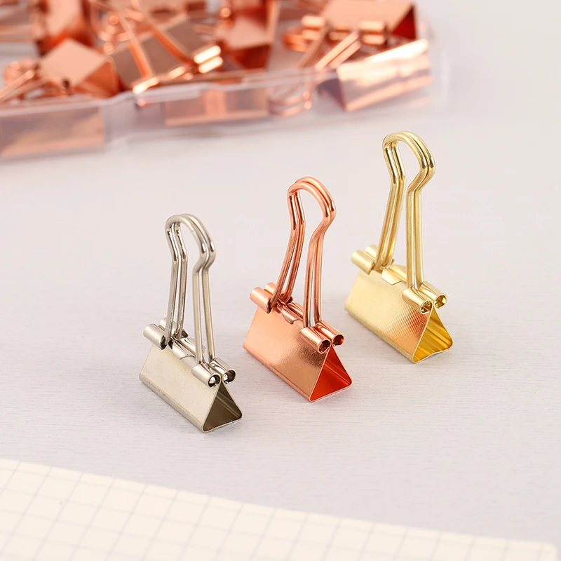 19mm Rose Gold Long Tail Clip Metal Small Hand Account Binding Dovetail Binder Test Paper Clip Ticket Clip For Office