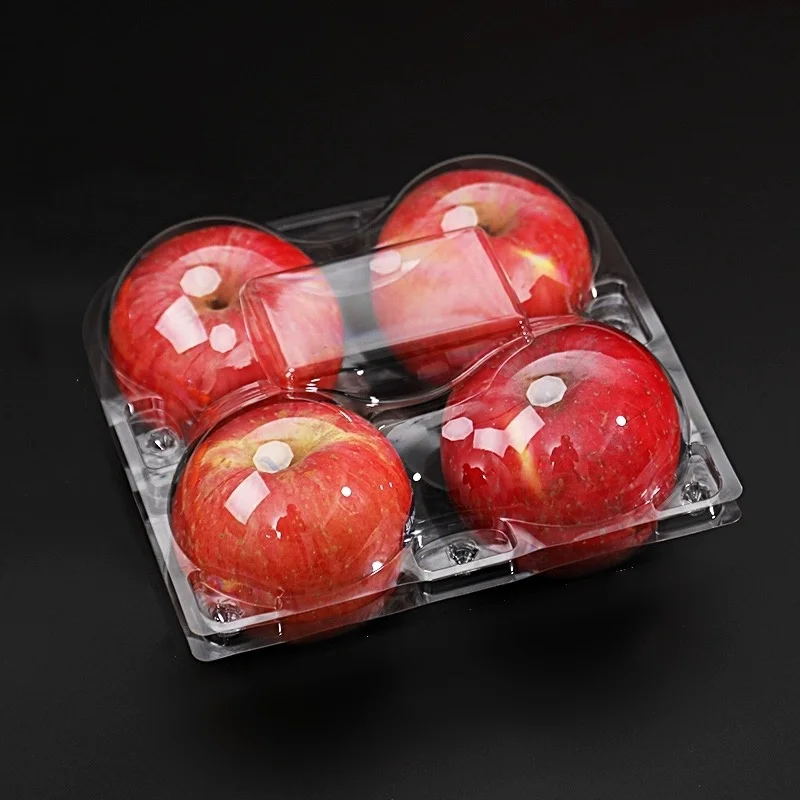 Disposable PET Plastic Fruit Apple Peach Container with Cover Clemshell Plastic Boxes for Food Packaging