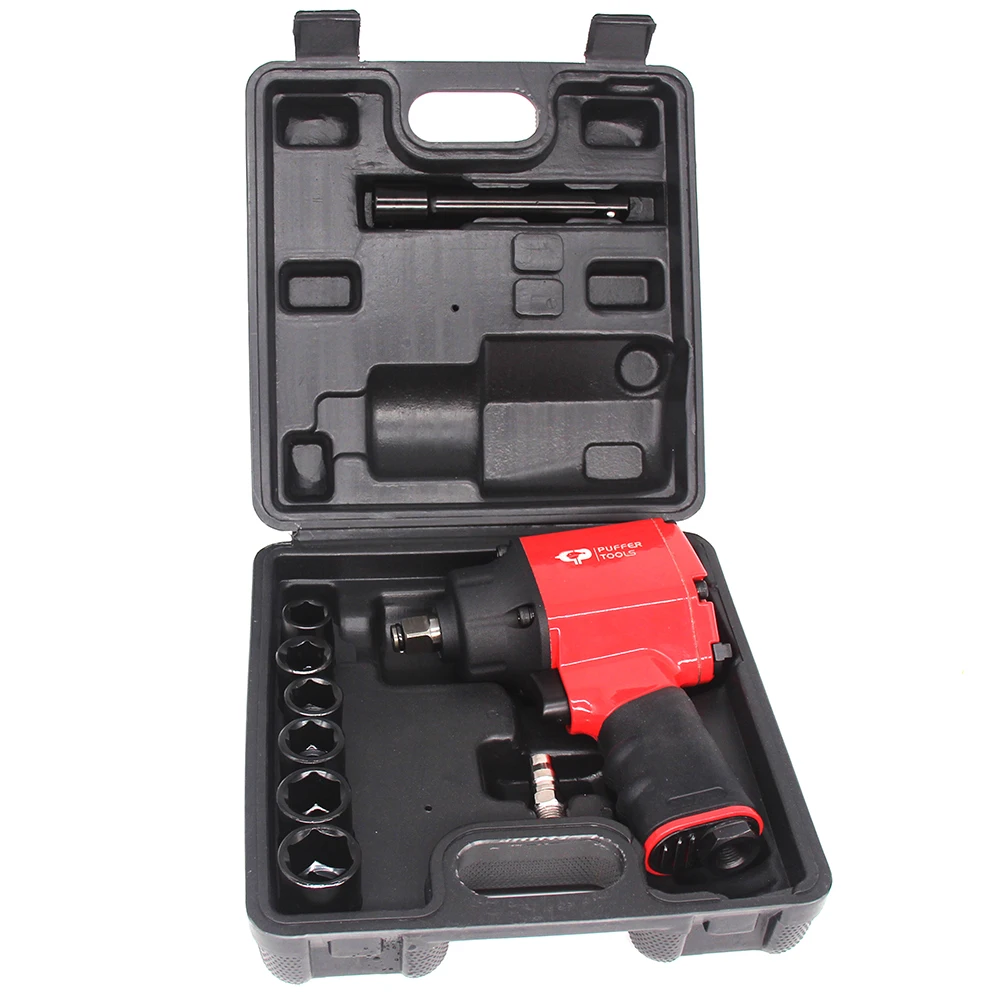 
Professional Automotive Industrial Super Stubby 1/2' Air Stubby Pneumatic Impact Wrench with 10PCS Sockets Kit 