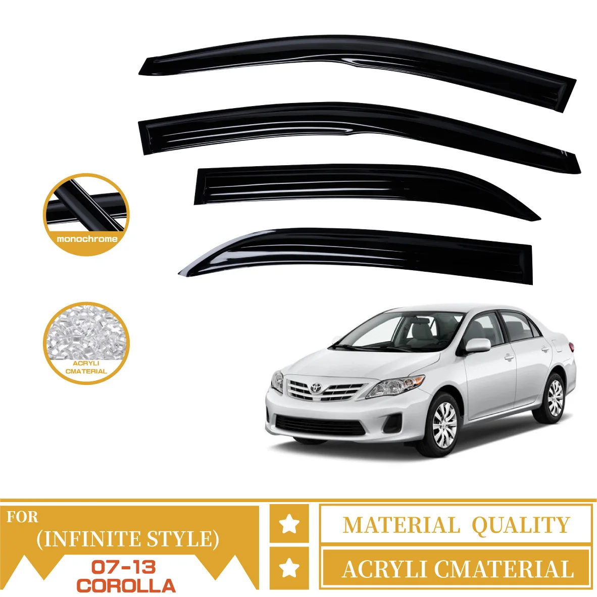 High Quality Car Door Visors 4 Pcs Rain Guard Weather Shields Protector For Toyota Corolla 1988-2021 Car Wind Deflector